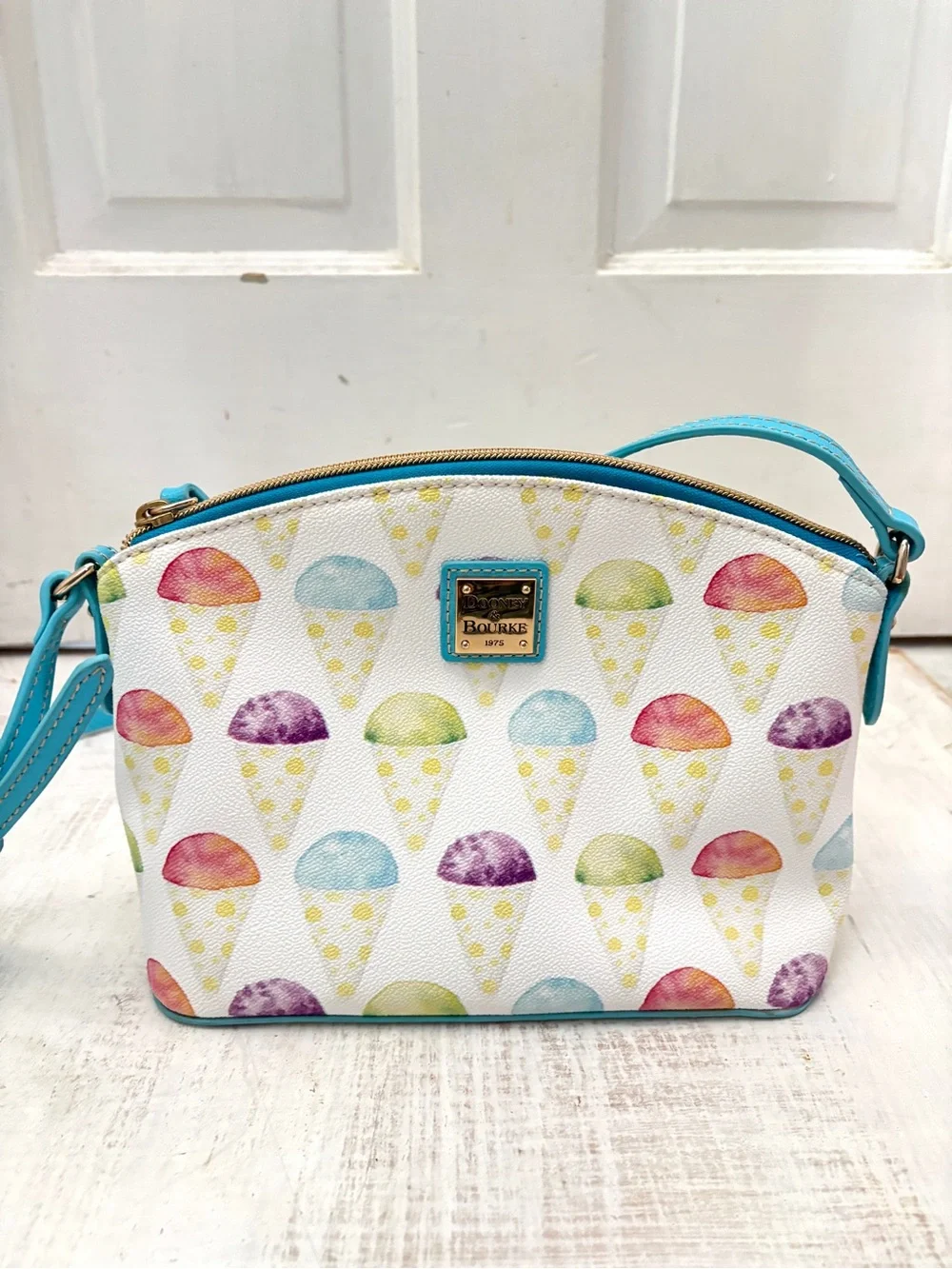 Dooney & Burke Suki Snow Cone Pattern Crossbody Bag Blue Limited Edition